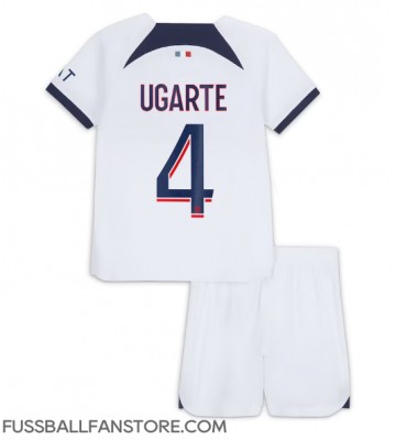 Paris Saint-Germain Manuel Ugarte #4 Replik Auswärtstrikot Kinder 2023-24 Kurzarm (+ Kurze Hosen)